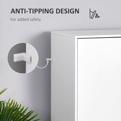 HOMCOM 2-Door Clothes Wardrobe w/ Rail Shelf 2 Drawers Wood Feet Elegant Home Storage Organisation Furniture, White