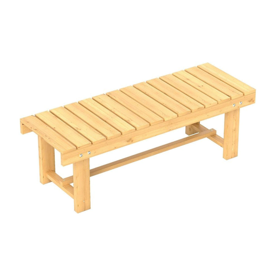 Outsunny 1 Piece 2-seater Outdoor Indoor Wooden Garden Bench Fir Patio Loveseat, 110L x 38W x 35Hcm, Natural