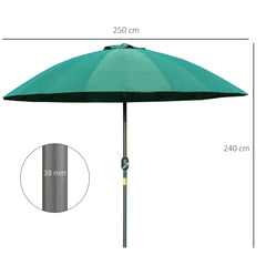 Outsunny 2.5m Shanghai Garden Parasol Umbrella in Green, image 3