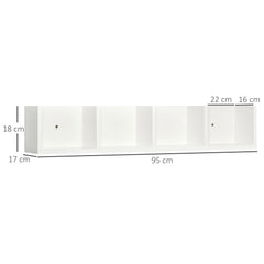 HOMCOM Wall Mount 84 CD / 56 DVD/Blu-ray/ Media Storage Rack 4 Cubes, Wooden Shelf Organiser Unit Bookcase Display, Set of 2, White