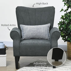 HOMCOM Upholstered Accent Chair with Rolled Arms and Wood Legs, Armchair for Living Room Bedroom, Grey - product image 5