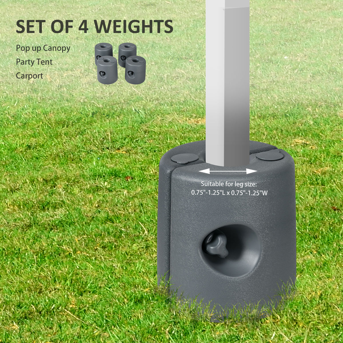 Outsunny HDPE Tent Weights Set of 4, Canopy Weights, Fill with Water or Sand, 48KG