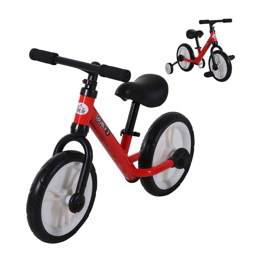 HOMCOM 11 Inch Kids Balance Bike Training Pedal Bicycle W/ Removable Stabilizers EVA Tyres Adjustable Seat Height 2 to 5