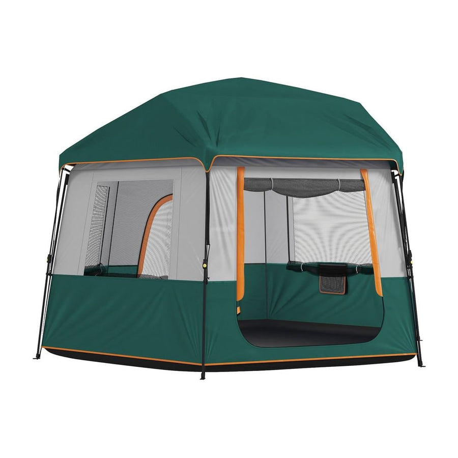 Outsunny Cabin Tent Easy Setup 3000mm Waterproof Camping Tent 4 Person with Carrying Bag Green