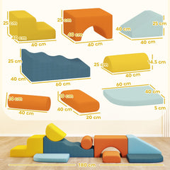 AIYAPLAY 9-Piece Soft Play Set, Kids Soft Play Foam Blocks with Detachable Cover for Climbing and Crawling