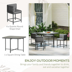 Outsunny 4-Seater Rattan Cube Garden Furniture Set with Cushions - Charcoal Grey