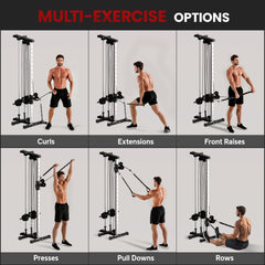 SPORTNOW Wall Mount Cable Machine, 15 Positions Adjustable Cable Crossover Machine Dual Pulley System for Home Gym