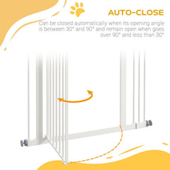 PawHut Metal Pet Safety Gate Dog Gate Folding Fence 74-87cm, White