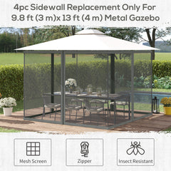 Outsunny 352 x 207cm Universal Replacement Mesh Sidewall Netting for Patio Gazebos and Canopy Tents, (Sidewall Only) Dark
