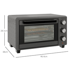 Mini countertop oven with dimensions shown