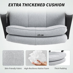 HOMCOM Double Padded Linen-Look Office Chair - Light Grey