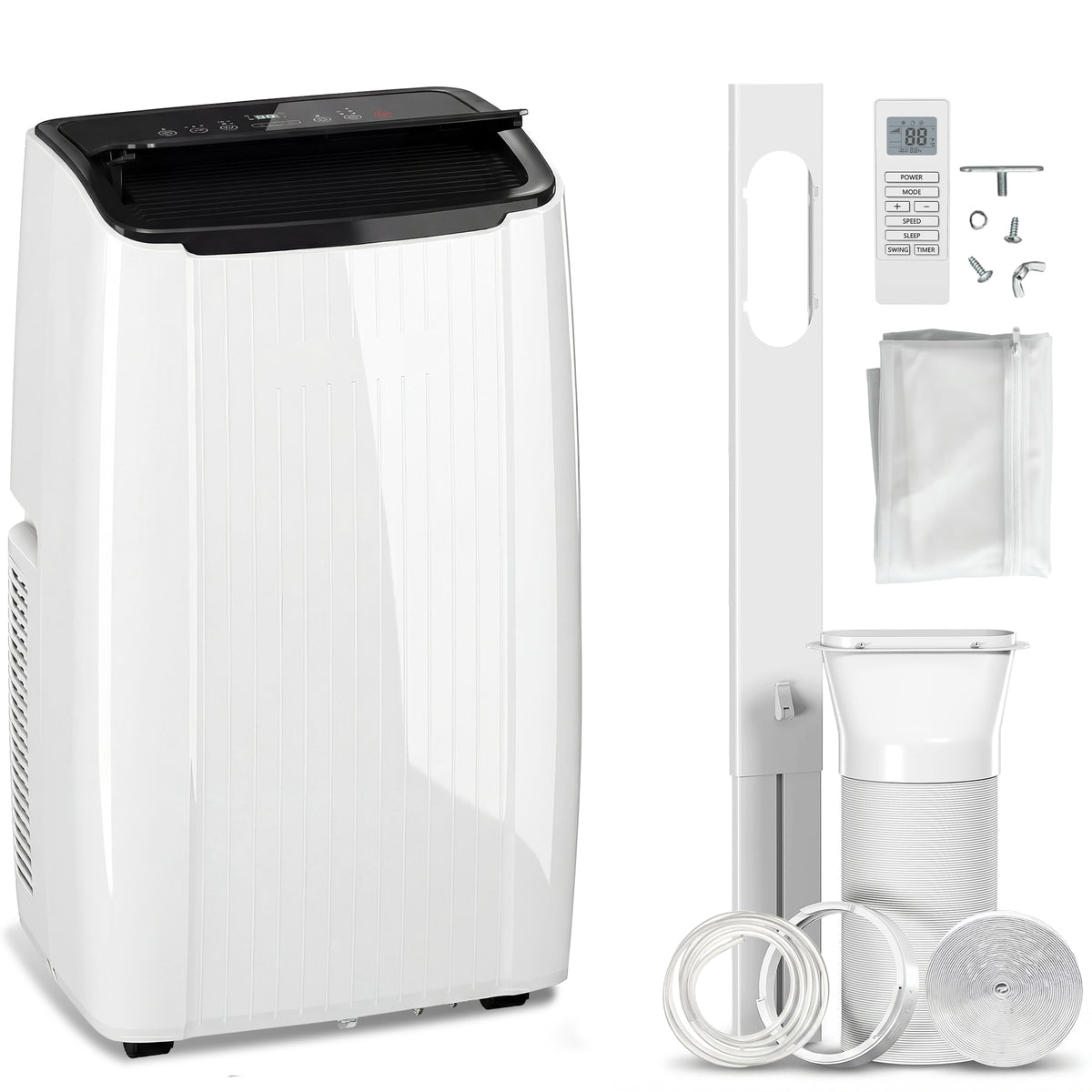 HOMCOM 14000 BTU 5-in-1 Portable Air Conditioner with Cool, Heat, Dehumidifier, Fan, Sleep, WiFi Voice Control, White