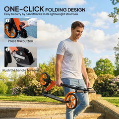 HOMCOM One-click Folding Kick Scooter for 14+ w/ Adjustable Handlebar, Push Scooter with Kickstand, Dual Brake System, Red