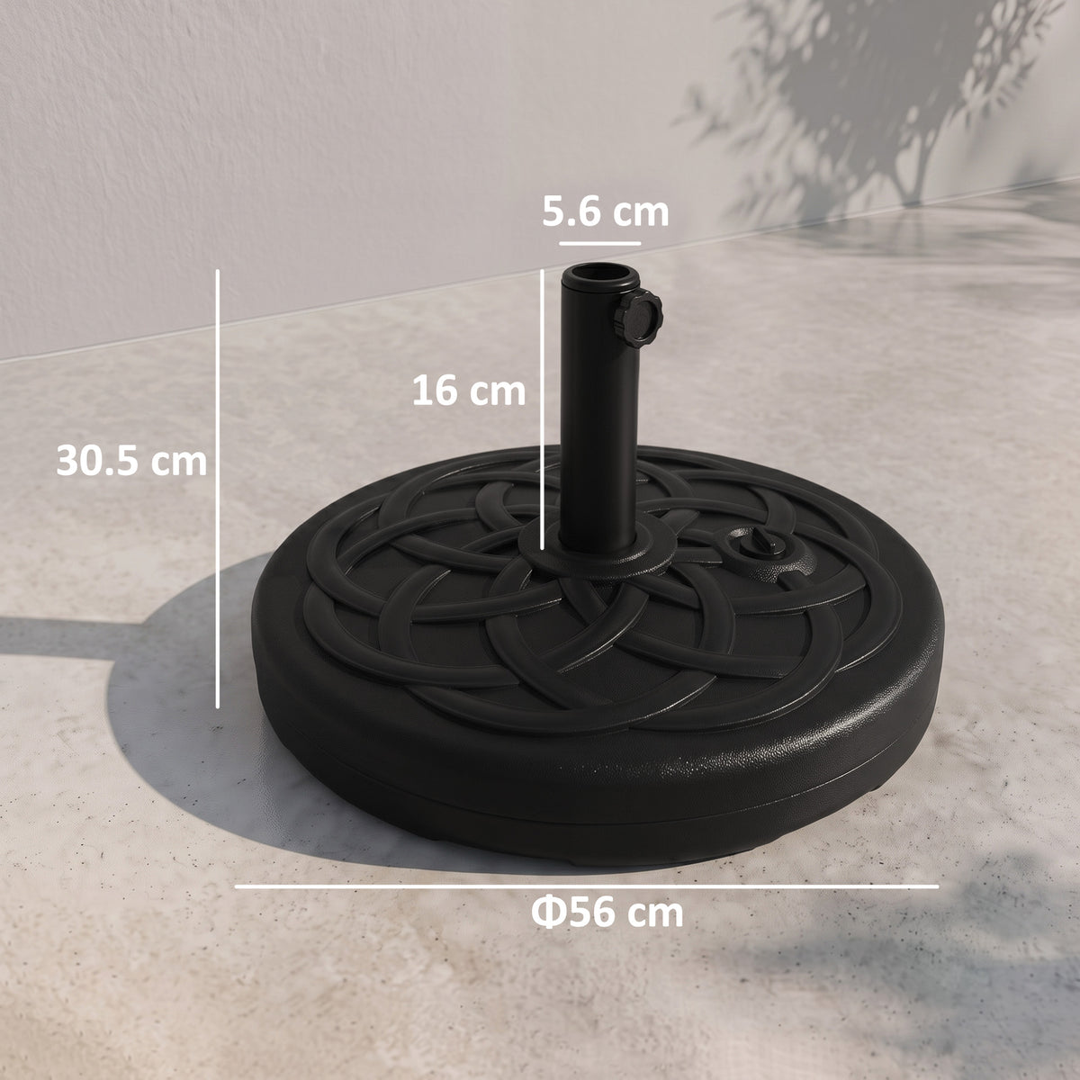Outsunny Garden Parasol Base Holder, Outdoor Market Umbrella Stand Weight with Built-In Handle, 25kg Water or 35kg Sand Filled, Black