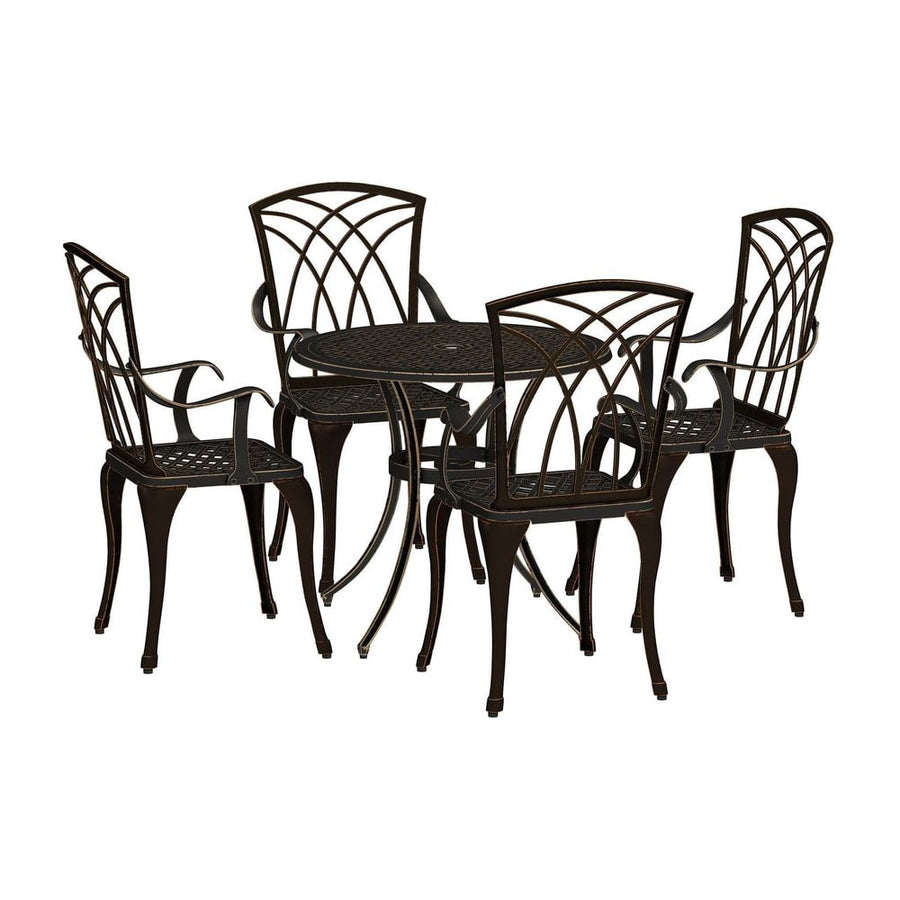 Outsunny 5 Pieces Garden Dining Set for 4, Cast Aluminium Outdoor Dining Set with 4 Armchairs and Round Dining Table with