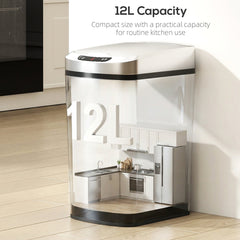 HOMCOM 12L Sensor Bin, Automatic Touchless Motion Sensor Kitchen Bin with Fingerprint Resistant Stainless Steel, Silver
