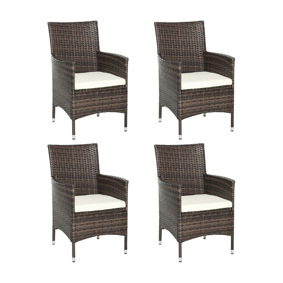 Outsunny 4 PC Rattan Chair Set, Patio Sofa Chairs Set, Cushioned Outdoor Rattan Furniture