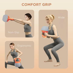 SPORTNOW 8KG Soft Kettlebell, Kettlebell with Non-Slip Handle for Home Gym, Weight Lifting, Strength Training, Orange/Grey