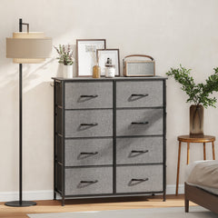 HOMCOM Chest of Eight Fabric Drawers - Charcoal Grey
