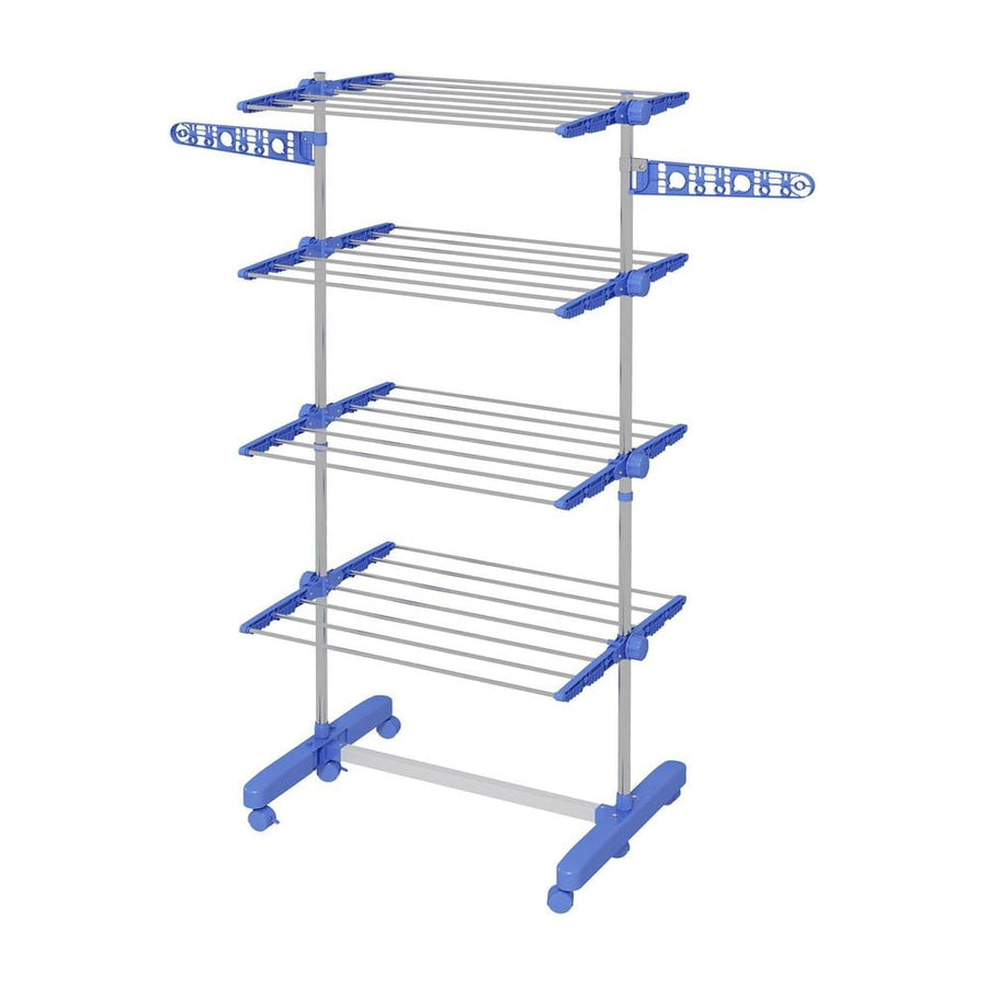 HOMCOM Four-Shelf Collapsing Clothes Horse in Blue
