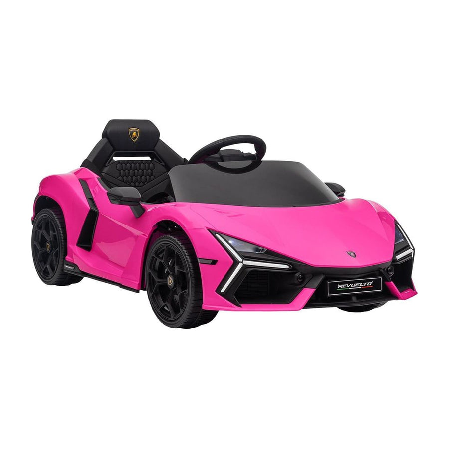 AIYAPLAY Lamborghini Revuelto Licensed 12V Ride on Car in pink, front three-quarter view