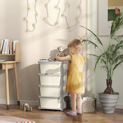 HOMCOM Four-Tier Kids Storage Boxes, with Four Drawers - White