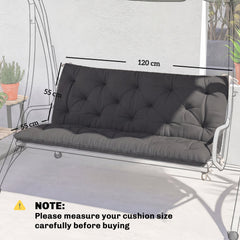 Outsunny Garden Bench Cushion, 2 Seater Swing Chair Cushion, Seat Pad with Ties for Indoor and Outdoor Use, 110 x 120 cm, Black
