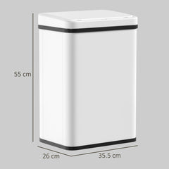 HOMCOM 40L Sensor Bin with Soft-Close Lid, Stainless Steel Automatic Touchless Motion Sensor Kitchen Bin, White