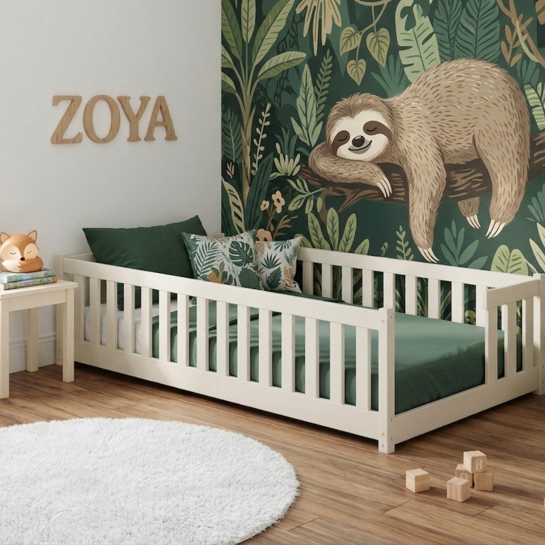 Wooden Single Bed Zoya in Cotton, image 7