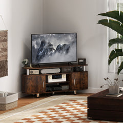 HOMCOM TV Unit Cabinet for TVs up to 55 Inches with Storage Shelves and Cupboard, Entertainment Centre for Living Room