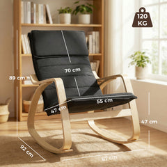 HOMCOM Lounge Chair, Comfortable Relax Rocking Chair with Headrest, 67W x 92D x 89H cm, Black
