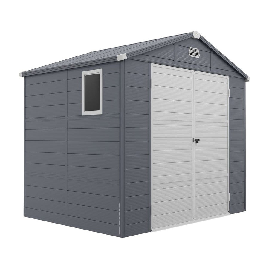 Outsunny 7.9ft x 6.2ft Aluminium Frame and Plastic Wall Shed, with Foundation - Grey