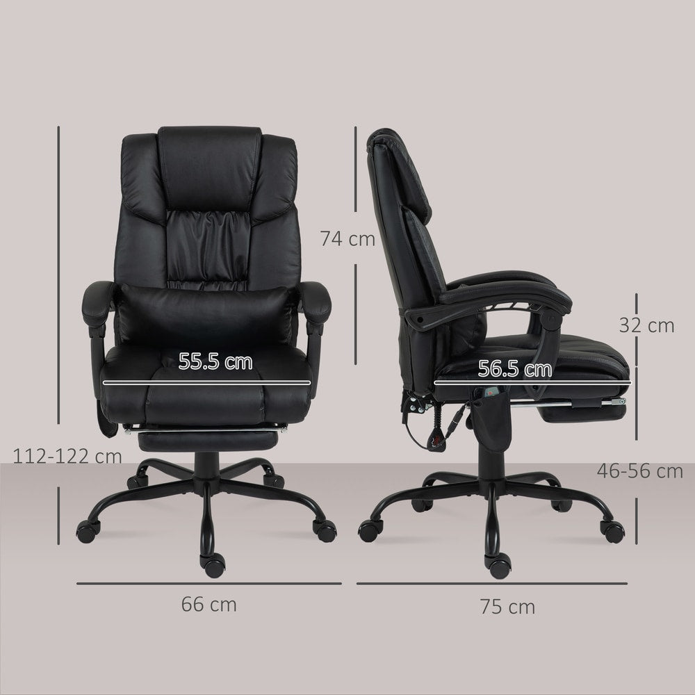 Dimensions of the black PU leather office chair from the front and side