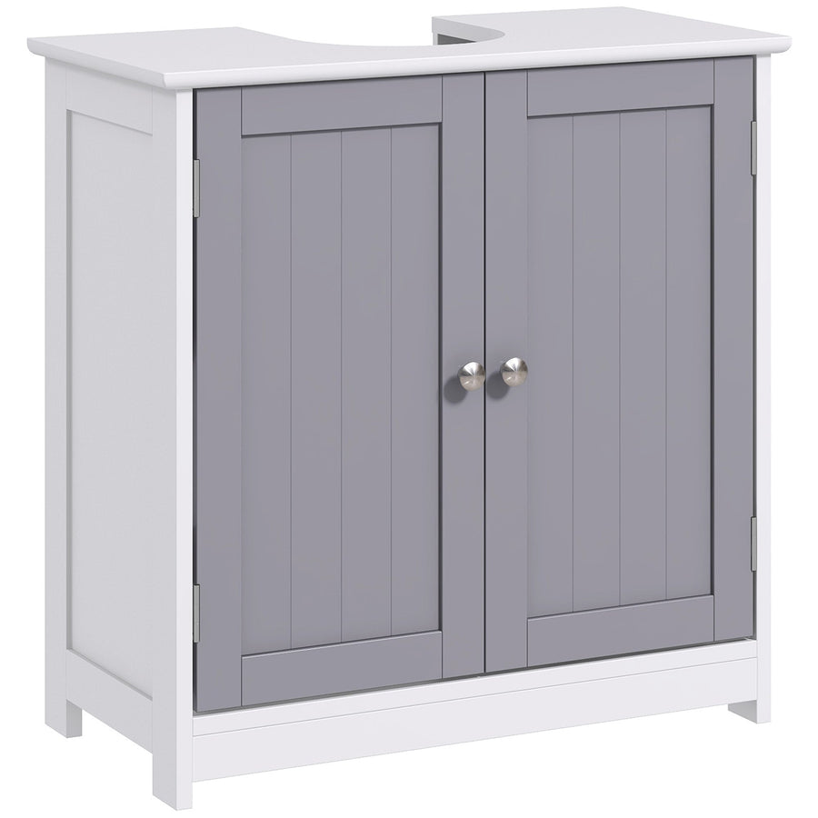 kleankin 60x60cm Under-Sink Storage Cabinet w/ Adjustable Shelf Handles Drain Hole Bathroom Cabinet Space Saver Organizer