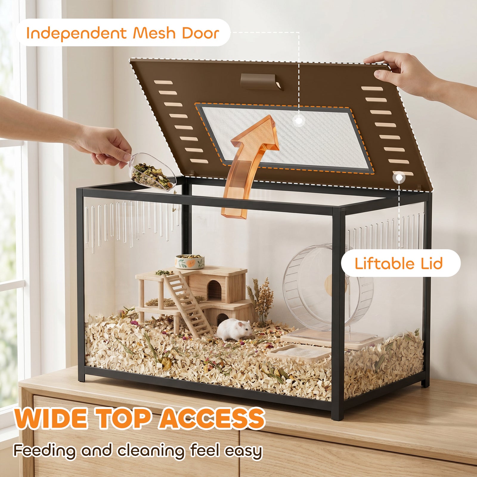 PawHut Hamster Cage, Chewproof Metal Rat Cage with Deep Base, Openable Top for Syrian Dwarf Hamster, Gerbil, 80 x 45 x 50.5 cm
