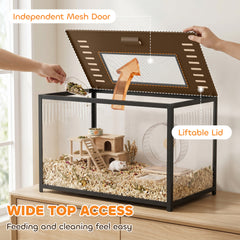PawHut Hamster Cage, Chewproof Metal Rat Cage with Deep Base, Openable Top for Syrian Dwarf Hamster, Gerbil, 80 x 45 x 50.5 cm