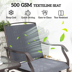 Outsunny Glider Rocking Chair & Table Set 2 Single Seaters Rocker Garden Swing Chair Patio Furniture Bistro Set Grey