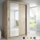 Tourville 2 Door Sliding Wardrobe 150cm - White, Black, Oak,Grey