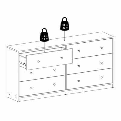 May Chest of 6 Drawers (3+3) in Black