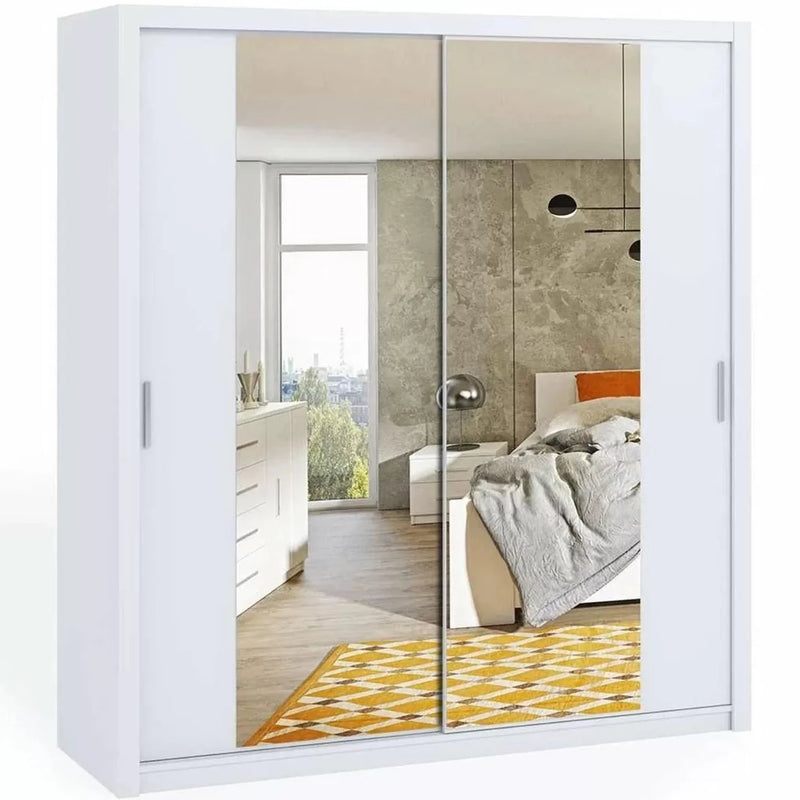 Bonito Sliding Door Wardrobe with Mirror - 200 White