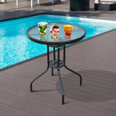 True Tempered Glass Outdoor Table
