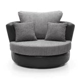 Aruba Black and Grey Chenille Fabric Corner Sofa