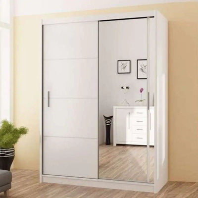 Vista High Gloss Mirrored Sliding Door Wardrobe - Black and White