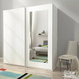 Merlin II Mirrored 2-Door Sliding Wardrobe - White or Sonoma Oak