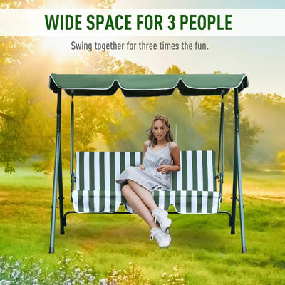 3 Seater Garden Porch Swing Chair - Green