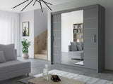 Lisbane Sliding Door Wardrobe - Black, White, Grey