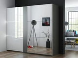 Tunis Lighting Mirror Luxury Sliding Wardrobe - Black, Grey