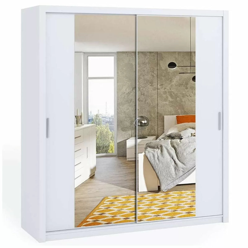 Bonito Sliding Door Wardrobe with Mirror - 200 White