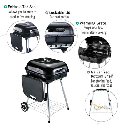 Portable Steel Frame Charcoal Grill Barbeques