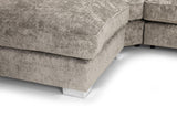 Alaska Truffle L or U Shaped Corner Sofa | Large Footstools | Chenille Fabric | L Shape U Shape (Scatter back), Grey